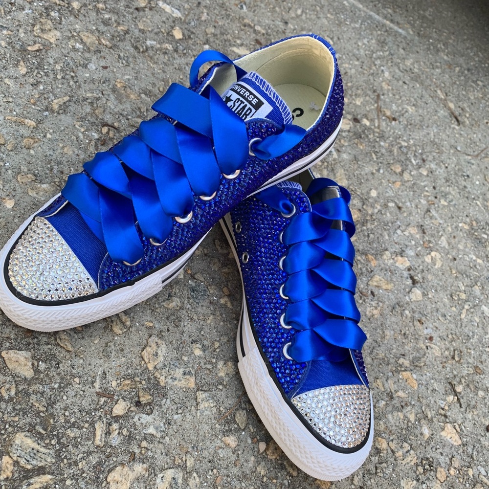 Blue rhinestone converse
